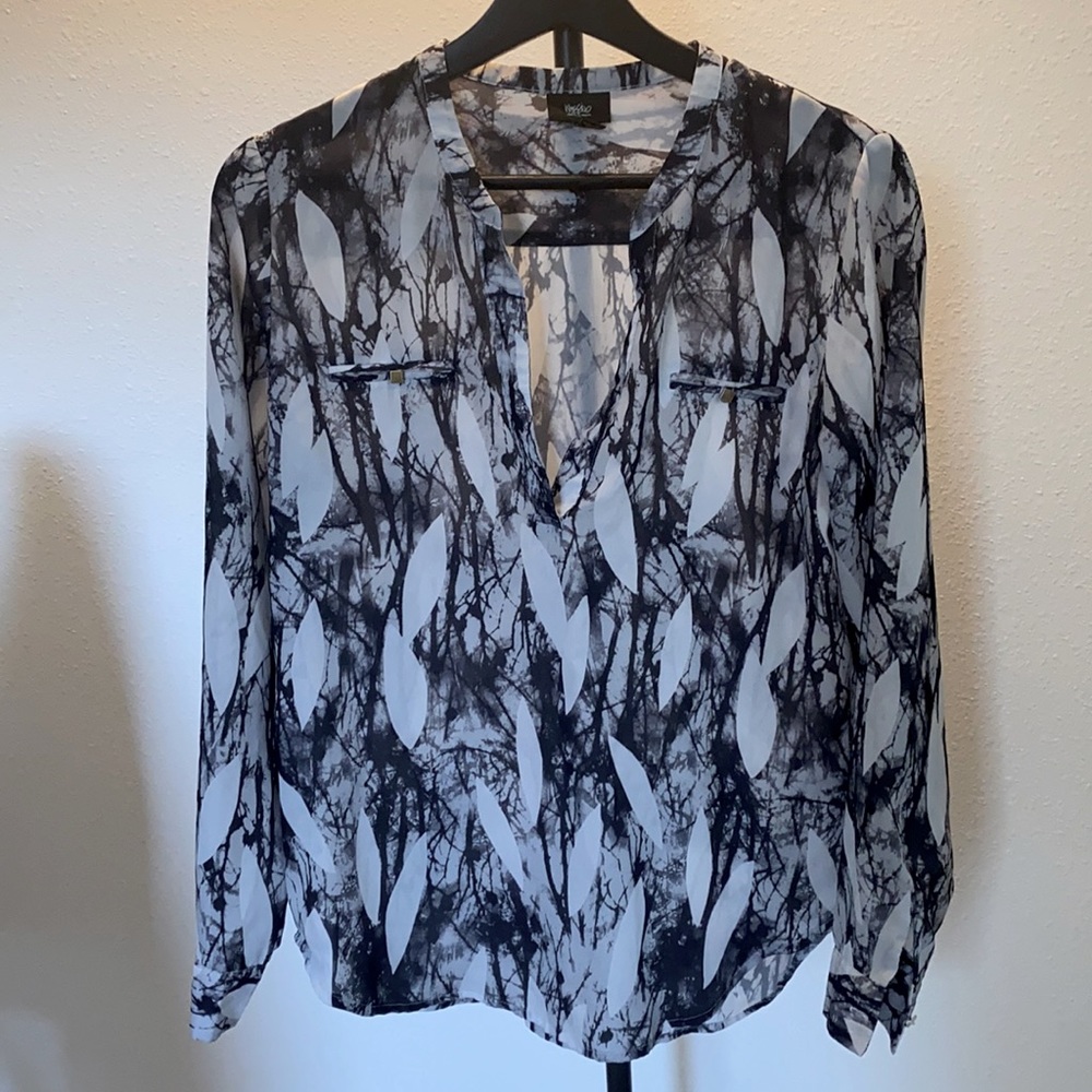 Gray and black blouse